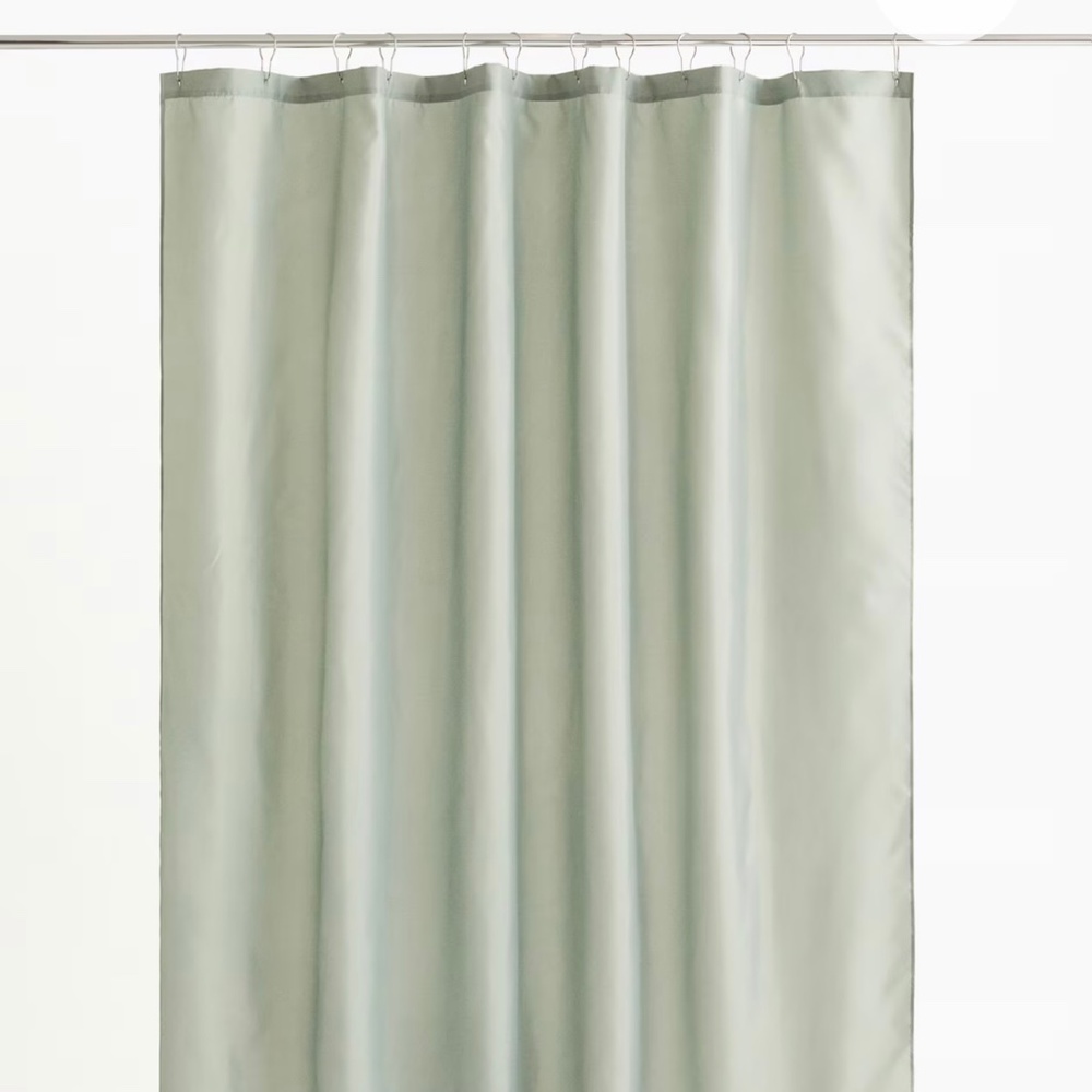 H&M Home Shower Curtain and Bath Mat Set Sage Green